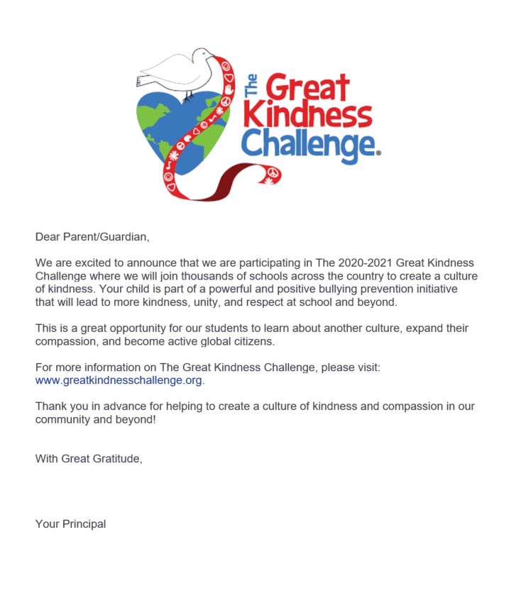 Kindness Parent Letter English