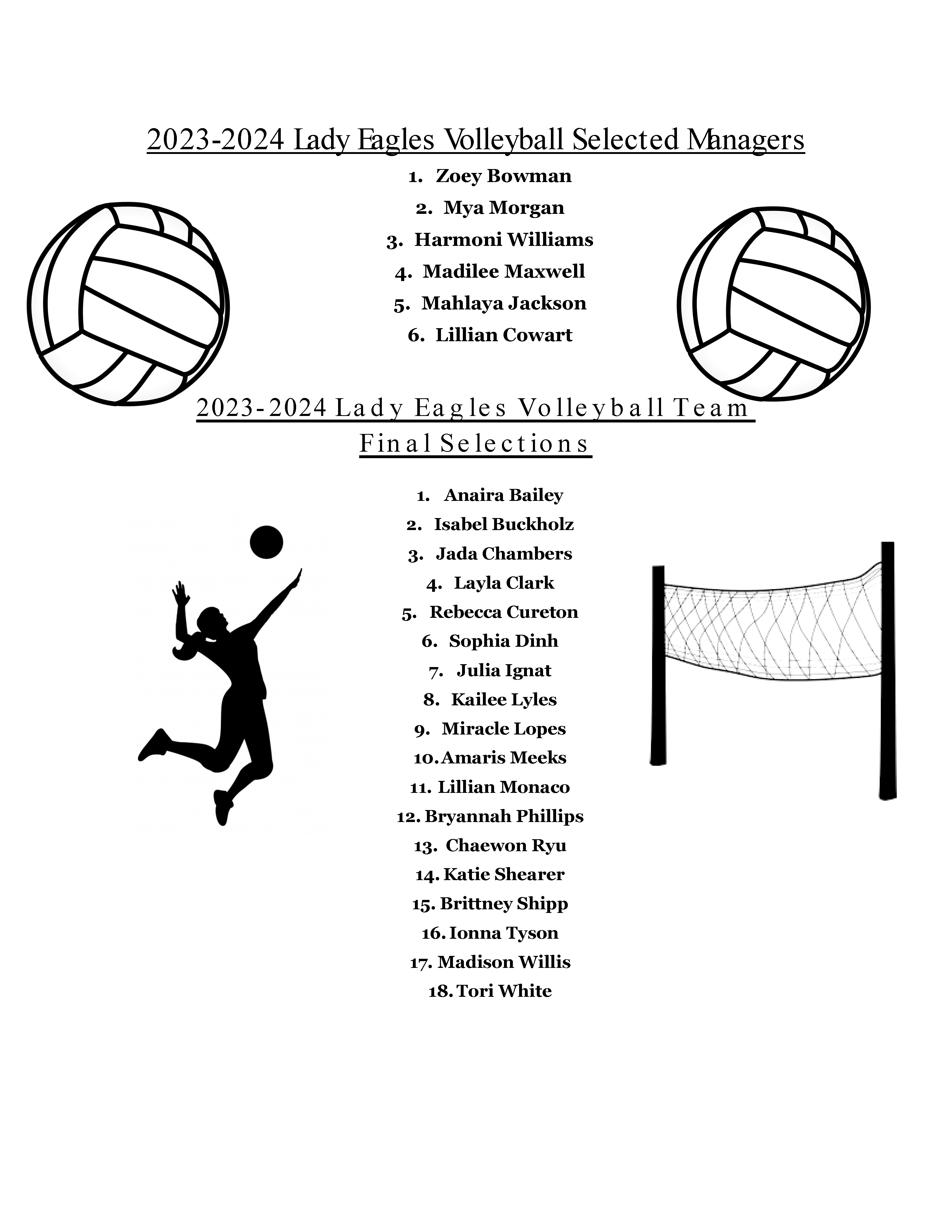 2023-2024 Volleyball Selections