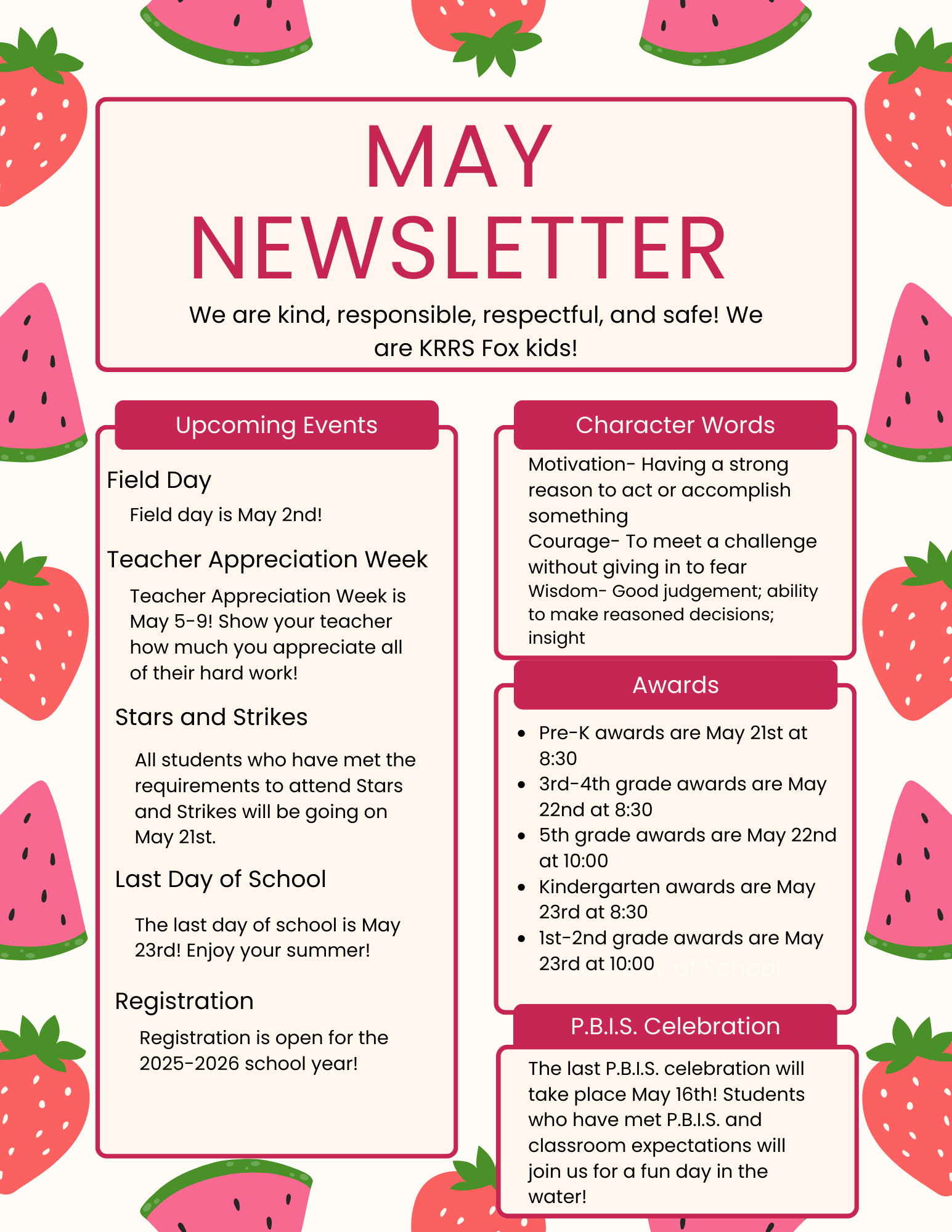 May pbis newsletter Title I literacy event flyer