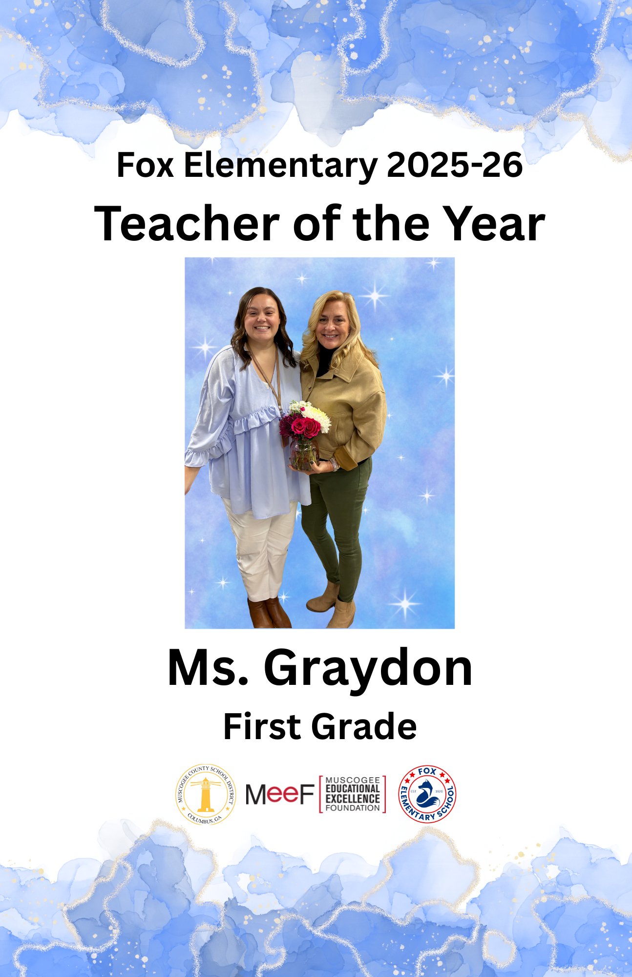 Photo of Fox teacher of the year for 2024-25.