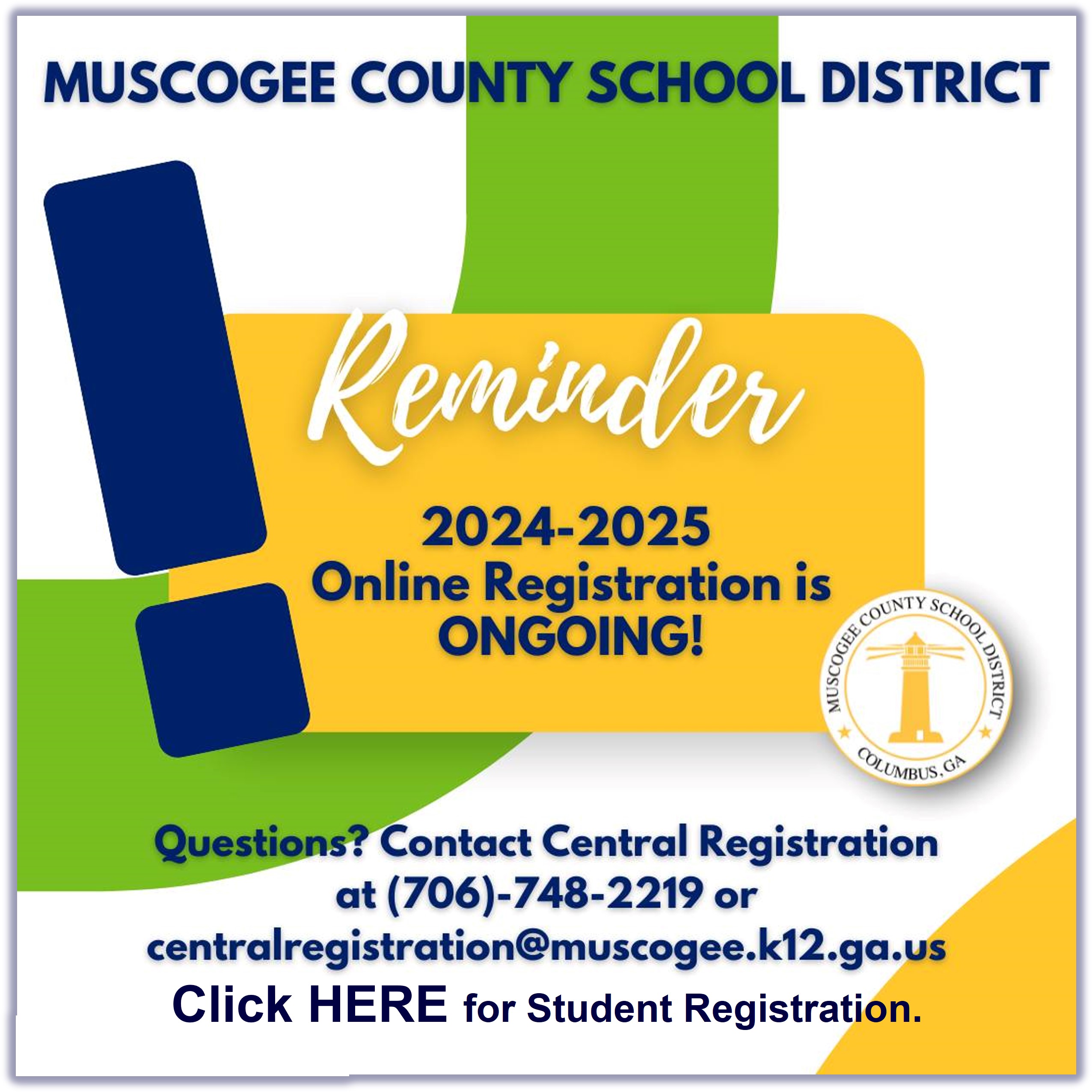 Student Online Registration is ONGOING! Current and new students must register for the 2024-2025 School Year. Click Here to Register      
