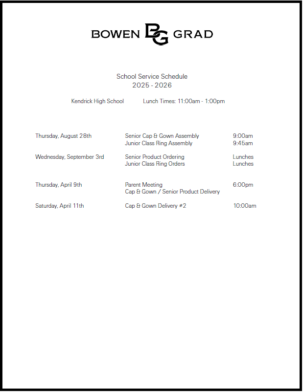 Upcoming Senior Dates