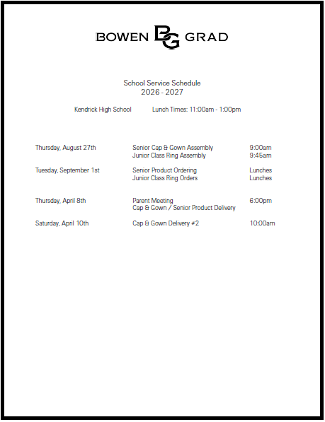 Upcoming Senior Dates