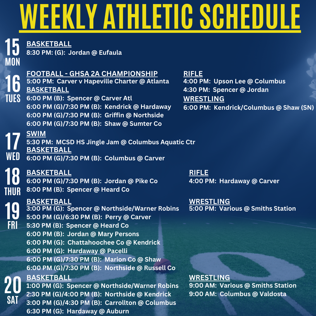 MCSD Weekly Athletic Schedule